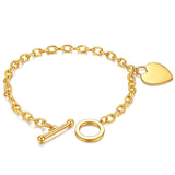 Affluent Bible Chain Heart Bracelet - Stainless Steel