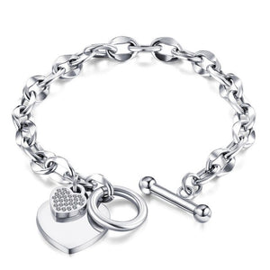 Affluent Bible Chain Heart Bracelet - Stainless Steel