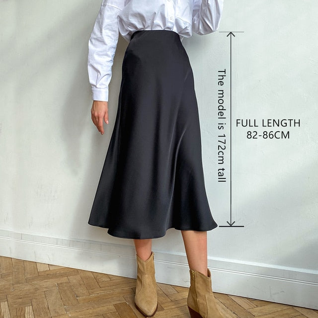 Affluent High Waisted Silk Skirt