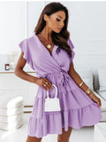 Affluent Belted Short Dress