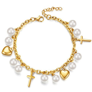 Affluent Bible Chain Heart Bracelet - Stainless Steel