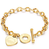 Affluent Bible Chain Heart Bracelet - Stainless Steel