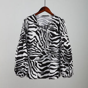 Affluent Zebra V-neck Blouse