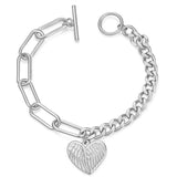 Affluent Bible Chain Heart Bracelet - Stainless Steel