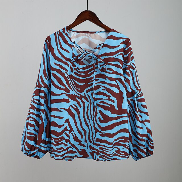 Affluent Zebra V-neck Blouse