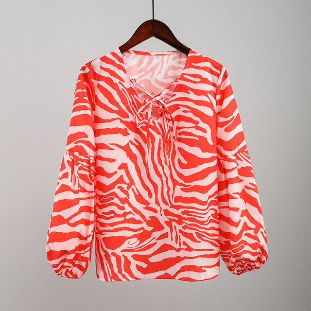 Affluent Zebra V-neck Blouse