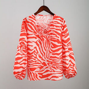 Affluent Zebra V-neck Blouse