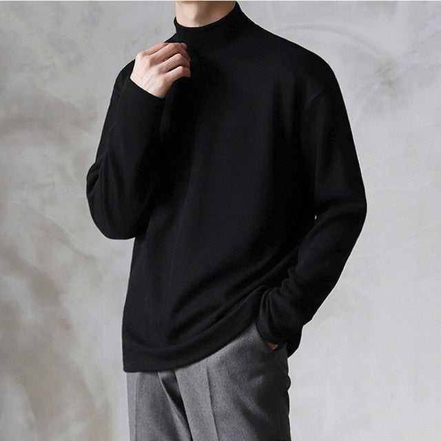 Affluent Casual Velvet Turtleneck Men Loose Sweater