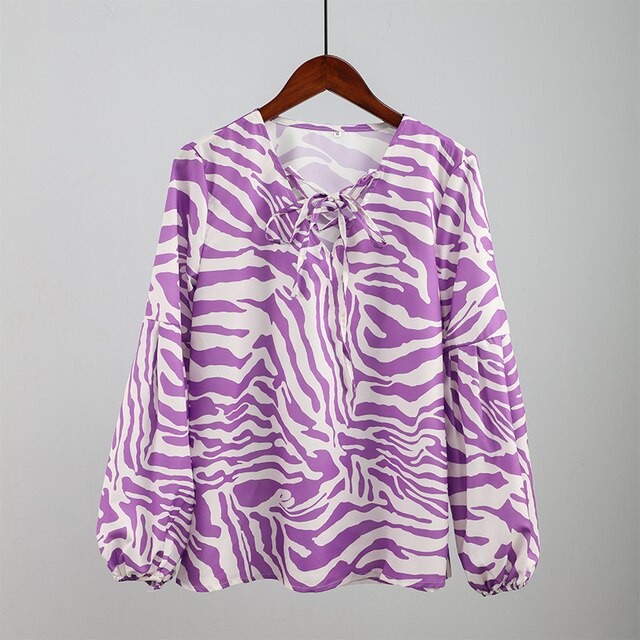 Affluent Zebra V-neck Blouse