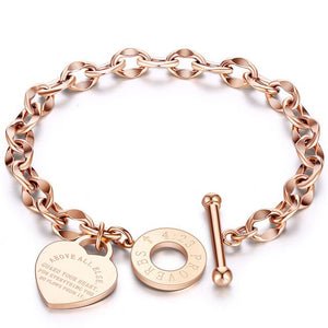 Affluent Bible Chain Heart Bracelet - Stainless Steel