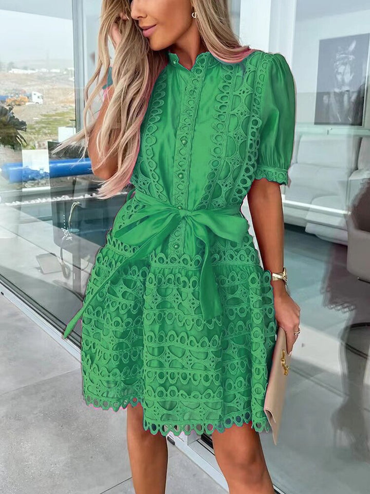 Affluent Patchwork Lace Elegant Mini Dress