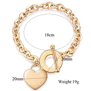 Affluent Bible Chain Heart Bracelet - Stainless Steel