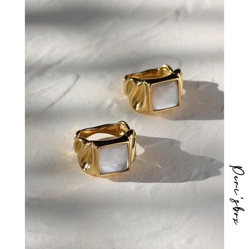 Affluent White Shell Square Ring