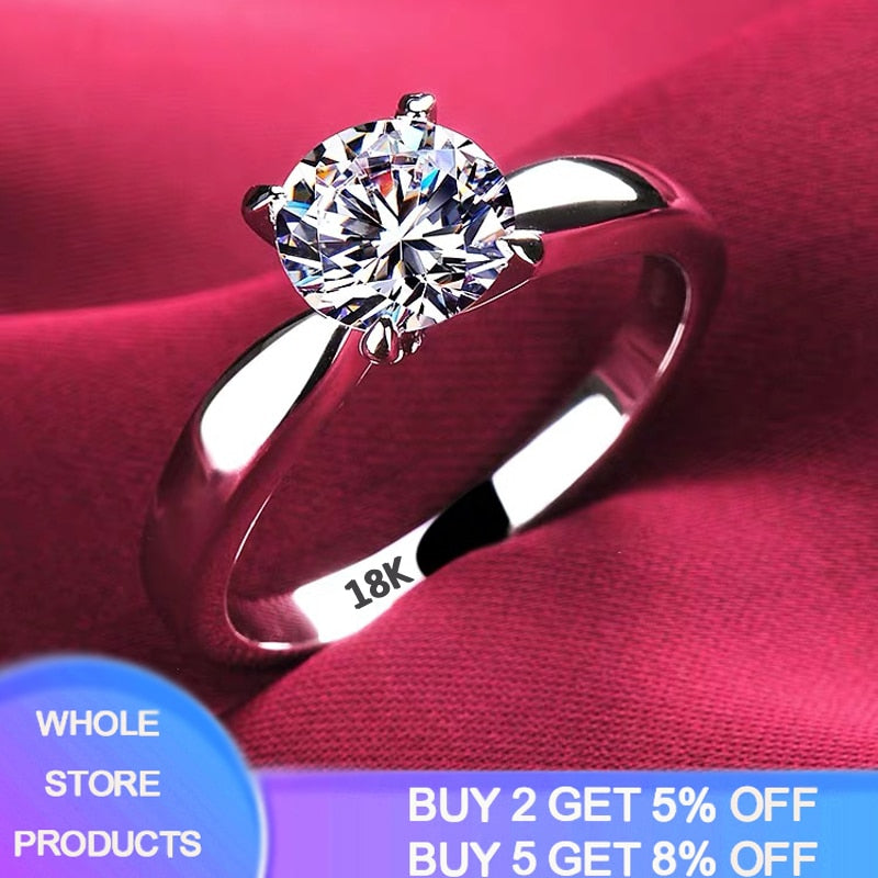 Affluent Engagement Ring - 18K White Gold Ring