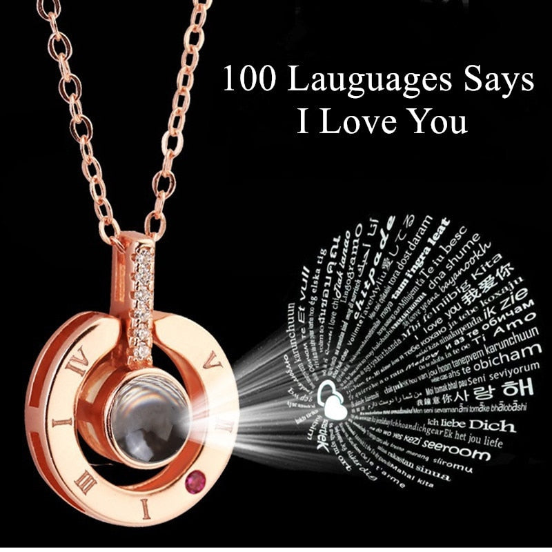 Say "I Love You" in 100 languages - Projection Necklace