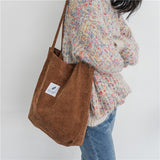 Affluent Women Corduroy Canvas Bag