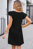 Affluent Ruffled V-Neck Flutter Sleeve Dress