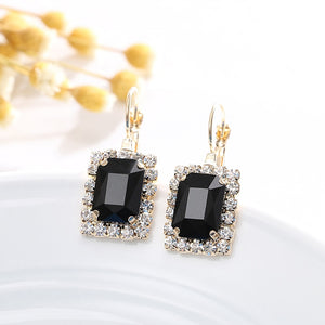 Crystal Jewelry Set - Black Zircon Earrings, Necklace and Ring