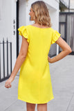 Affluent Ruffled V-Neck Flutter Sleeve Dress