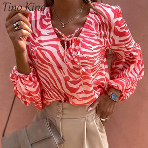 Affluent Zebra V-neck Blouse