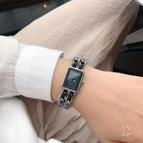 Retro Watch with Braided Chain Leather Strap