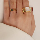 Affluent White Shell Square Ring