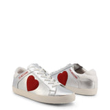 LOVE MOSCHINO Silver Heart Leather Sneakers