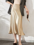 Affluent High Waisted Silk Skirt