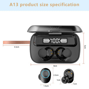 Affluent Bluetooth Earphones with Flashlight Clock Display