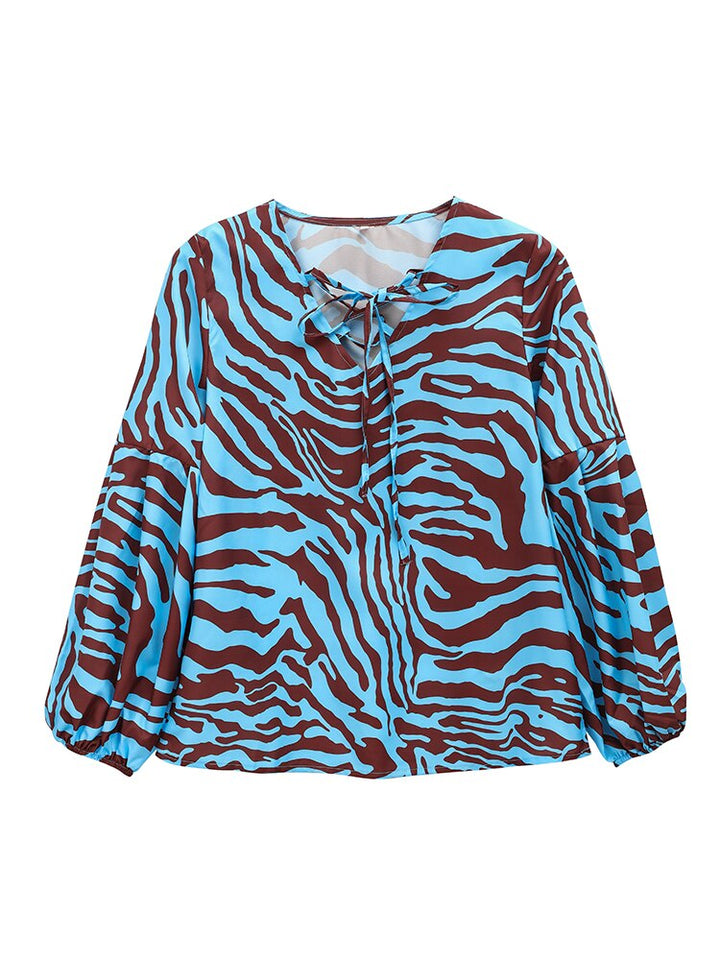 Affluent Zebra V-neck Blouse