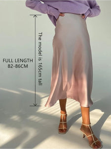 Affluent High Waisted Silk Skirt