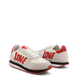 MOSCHINO White Love Suede Sneakers