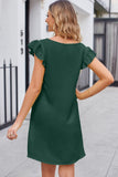 Affluent Ruffled V-Neck Flutter Sleeve Dress