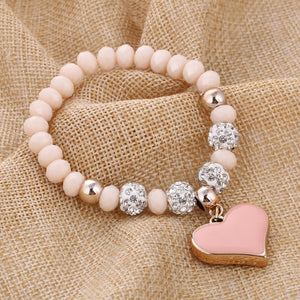 Vintage Bracelets with a Heart Pendant - Various colors